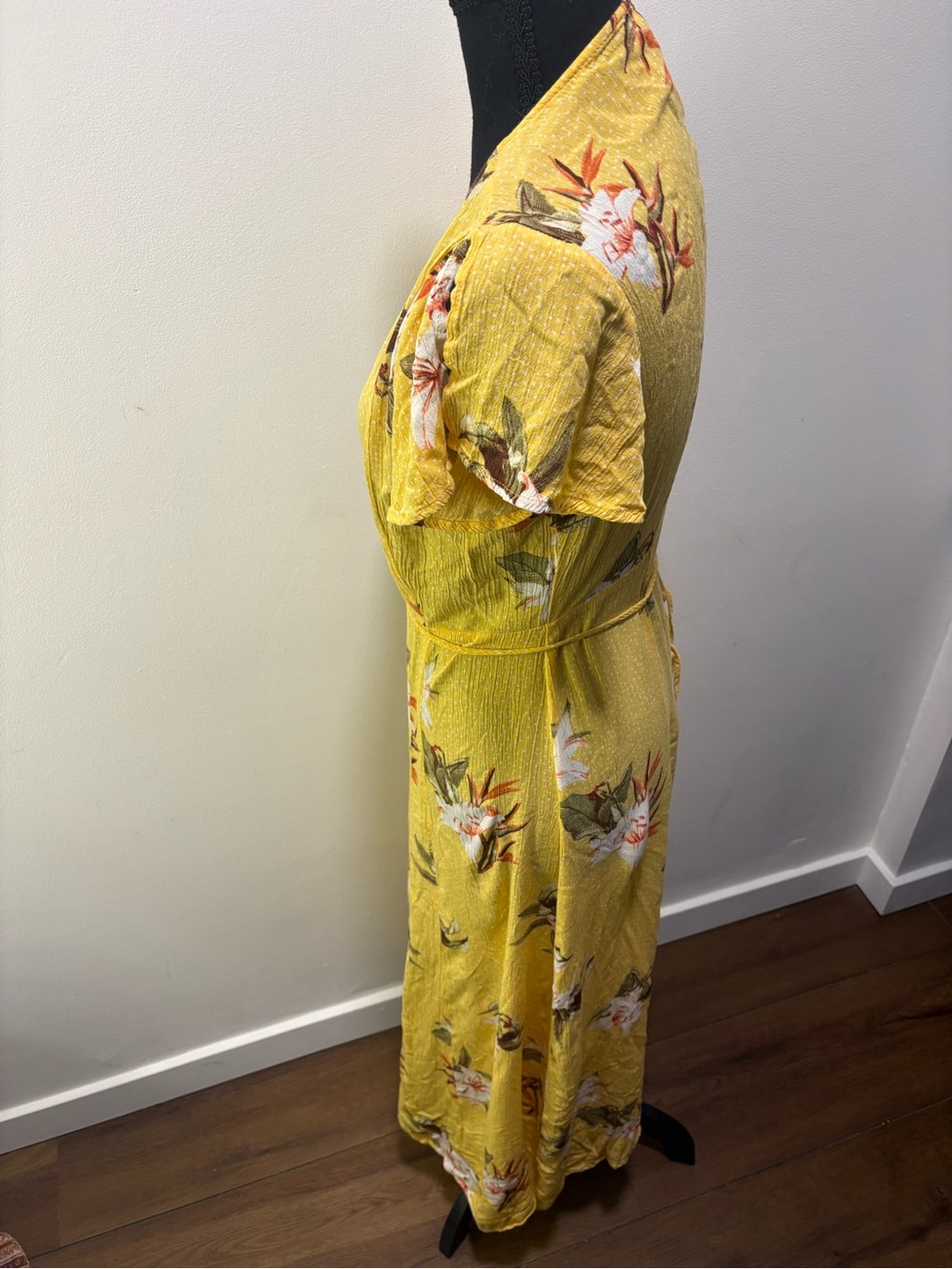 Lulus Heart of Marigold Yellow Floral Wrap Maxi Dress Medium - Picture 7 of 10
